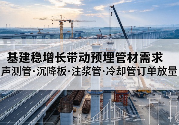 岑巩基建稳增长带动预埋监测管材需求，声测管、沉降板、注浆管订单持续放量